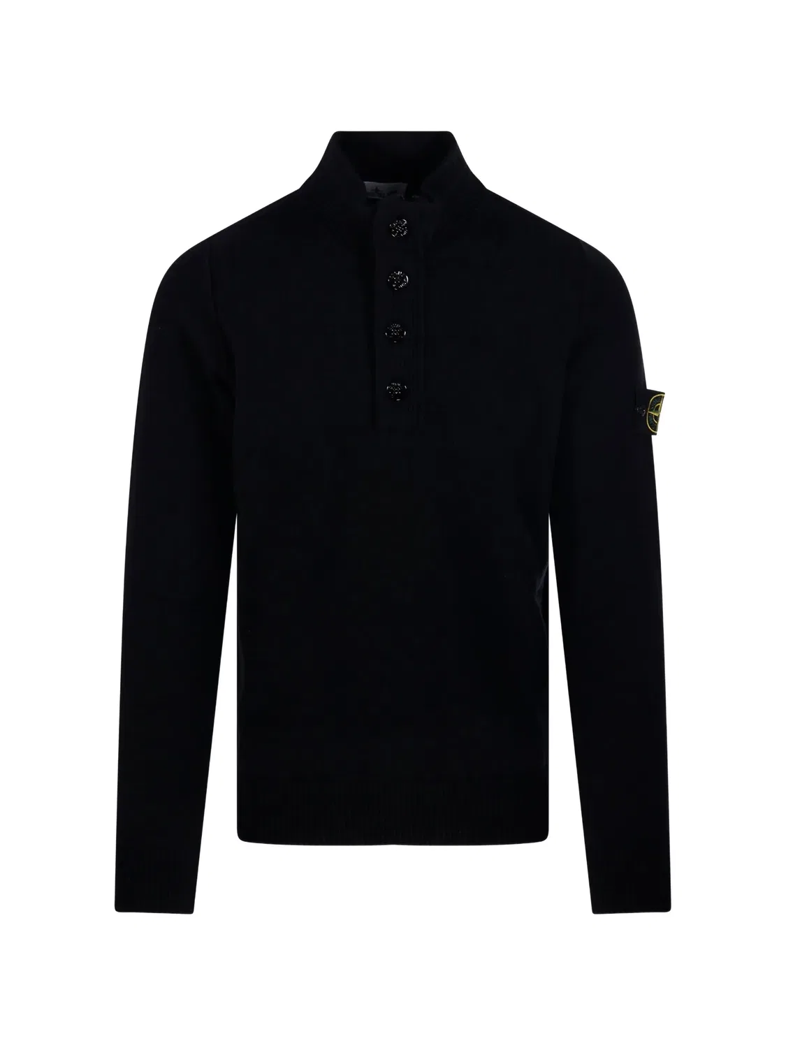 Свитер с высоким воротником из шерсти Stone Island, черный
