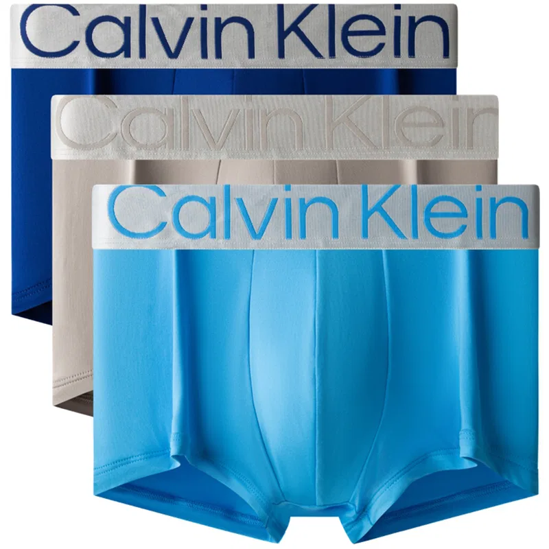 Мужские боксеры 3 шт, Calvin Klein, Product Blue/Quetzal Blue/Coconut Gray — фото 3