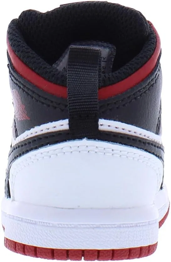 Детские кроссовки для мальчиков Air Jordan 1 Mid GS Nike, White/Gym Red/Black/White — фото 3