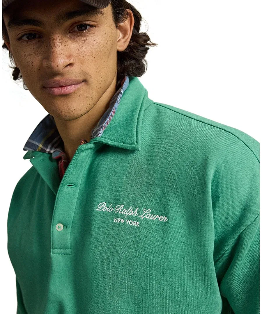 Свитшот с воротником и вышивкой New York Polo Ralph Lauren, Raft Green — фото 3