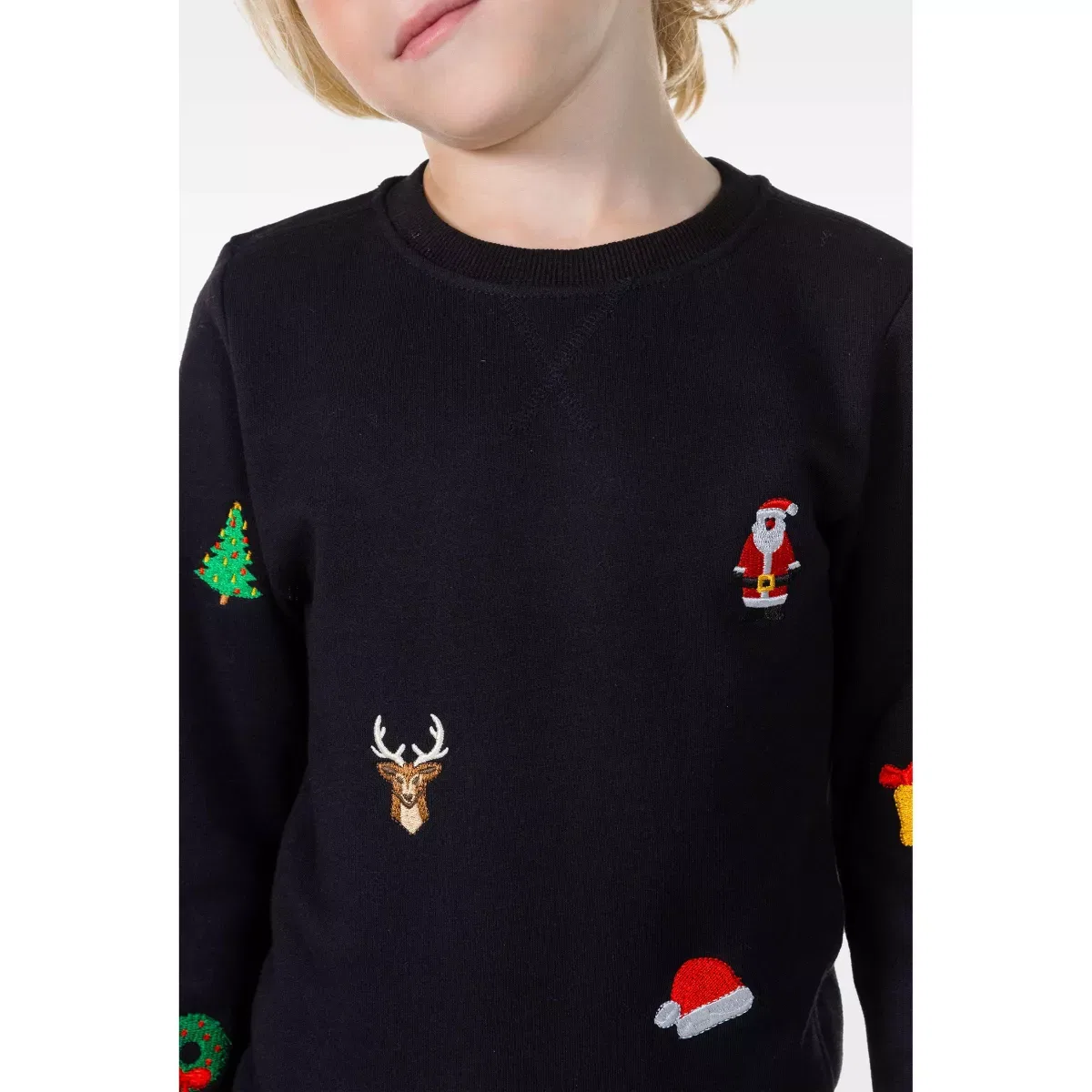 Детский свитер для мальчиков с длинным рукавом X-Mas Icons OppoSuits, Black — фото 4