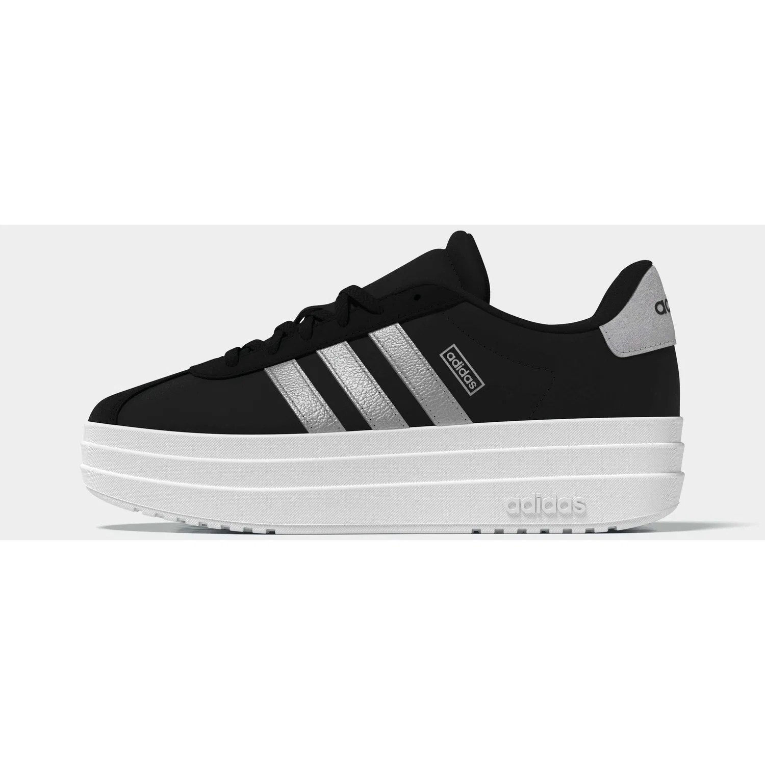 Детские кроссовки на платформе Adidas VL Court Bold, Core Black/Silver Metallic/Ftwr White — фото 2