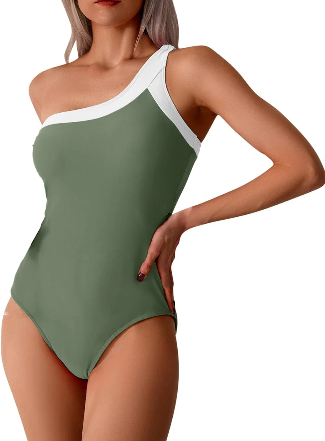 Женский цельнокроеный купальник с контролем живота One Piece Swimsuit, Army Green — фото 4