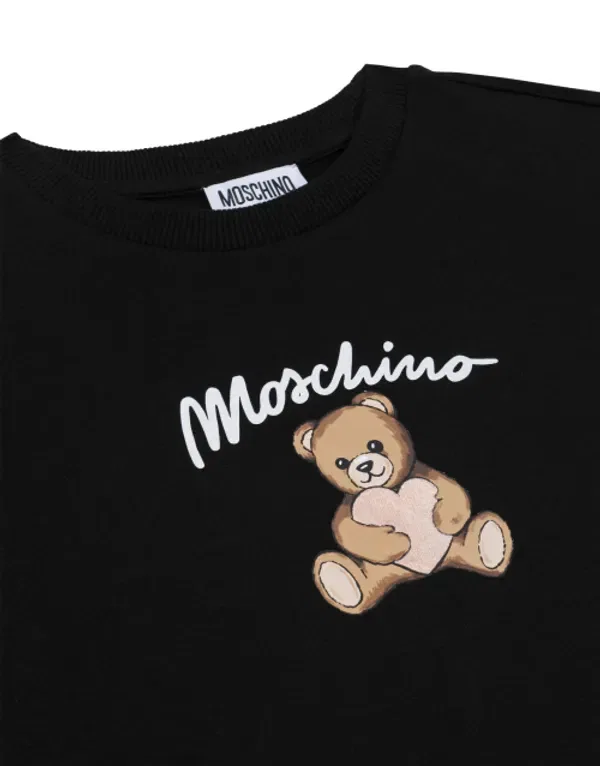 Свитшот детский с логотипом Teddy Heart, Moschino Kids, черный — фото 3