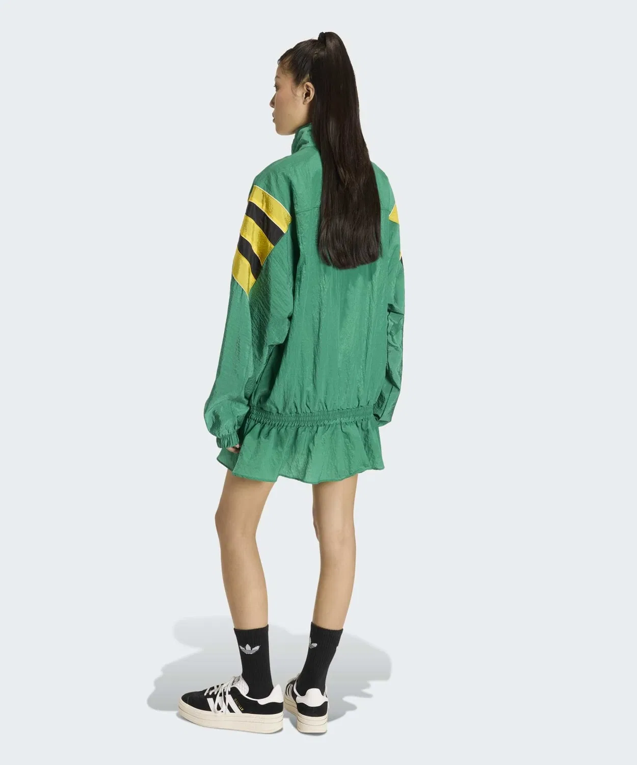 Женский оверсайз-трек-топ с высоким воротом и полной молнией Santiago Woven Track Top Adidas Originals, Green — фото 2
