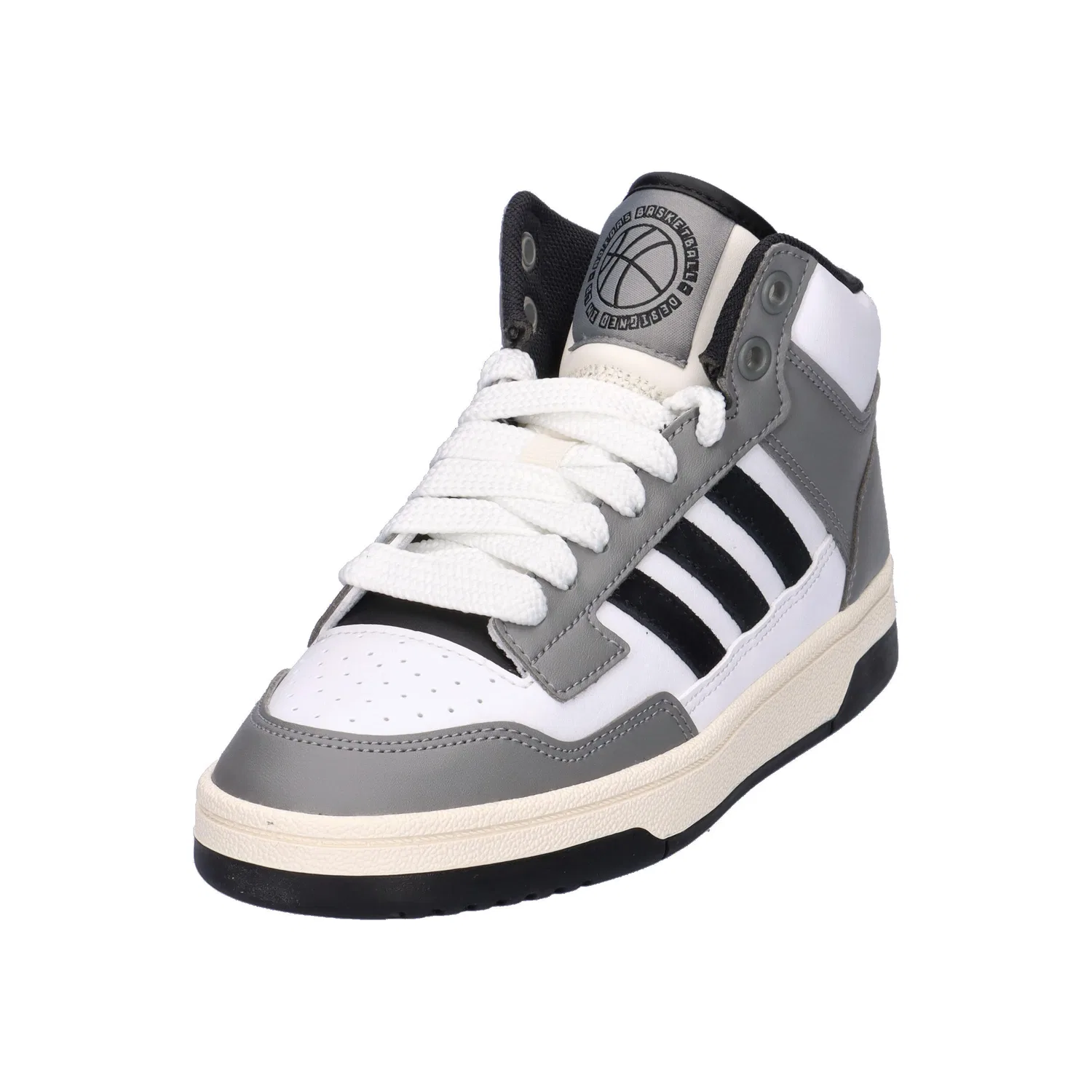 Детские кроссовки с кожаным верхом Rapid Court Mid Adidas, Grau Weiss — фото 4