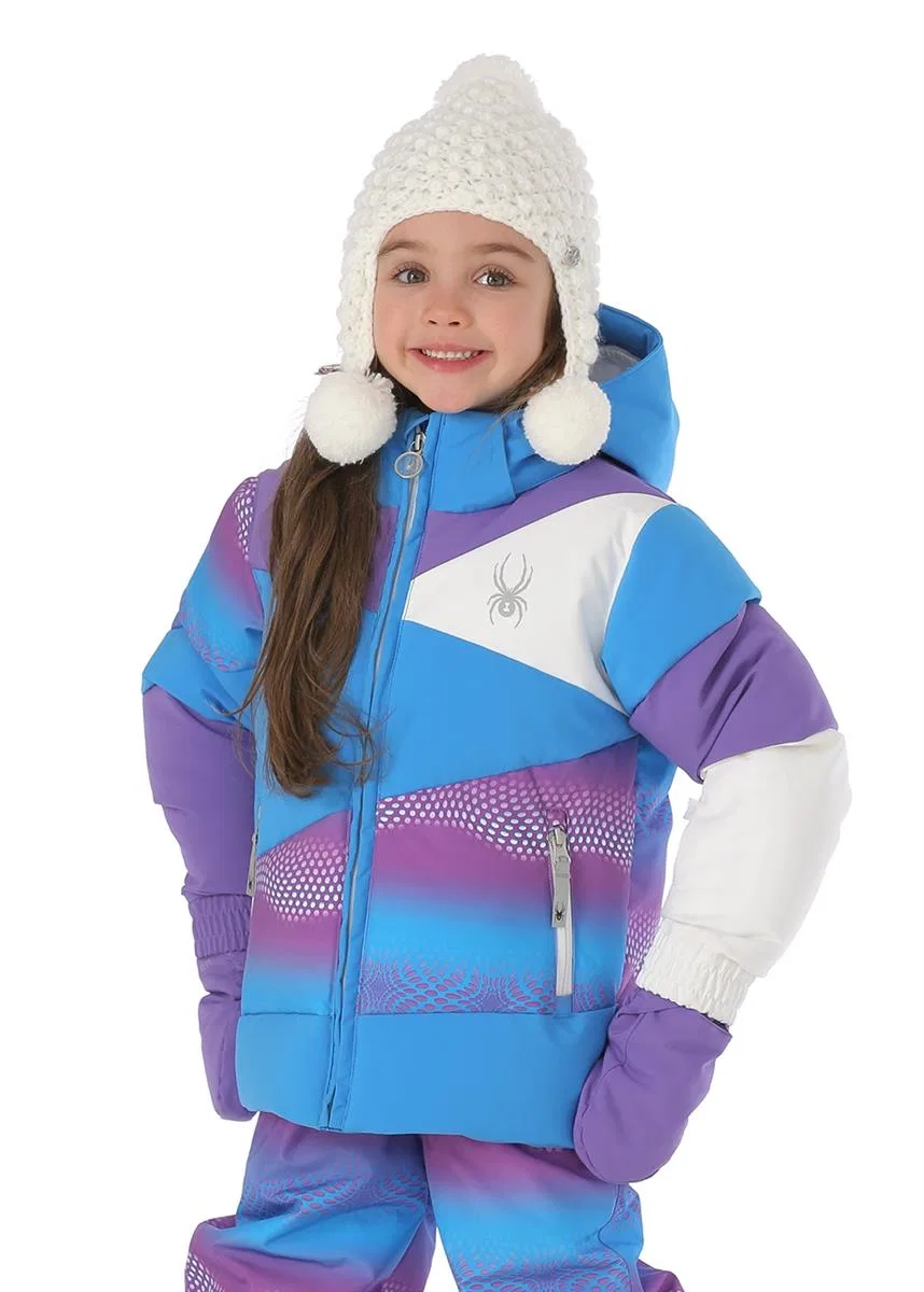 Куртка-пуховик детская с синтетическим утеплителем Bitsy Duffy Spyder, French Blue Grape Star Print Iris