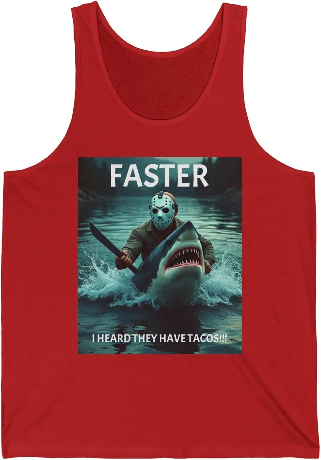 Мужская футболка Jason Shark Taco Unisex Jersey Tank, Red