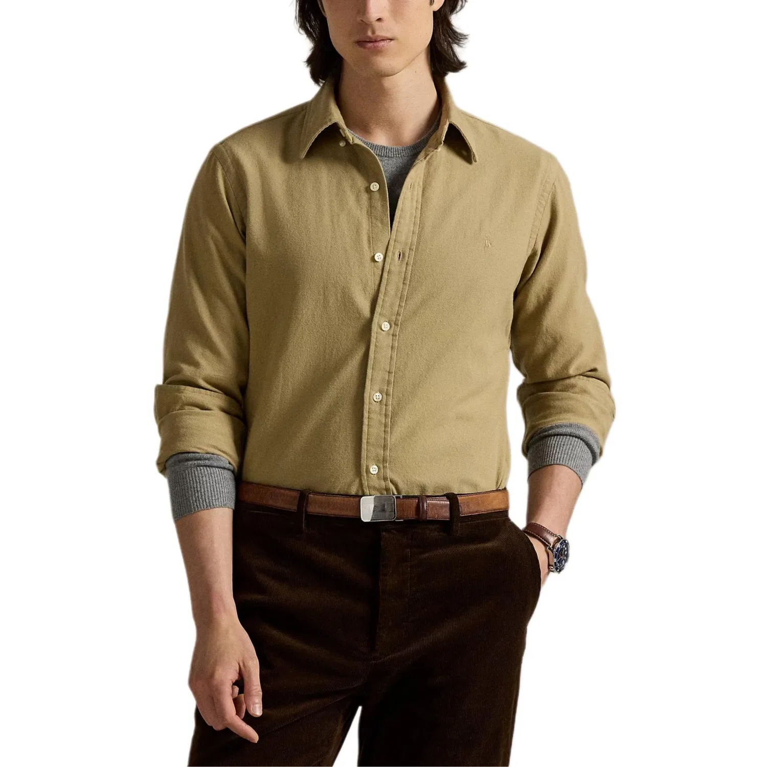 Рубашка классическая мужская Polo Ralph Lauren, Khaki — фото 2