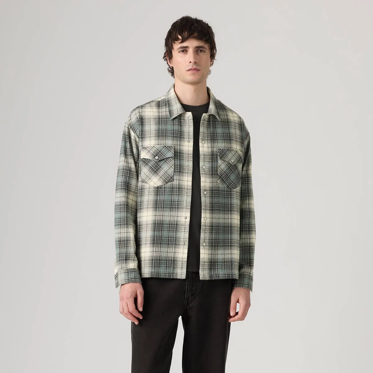 Классическая фланелевая рубашка свободного кроя в западном стиле Levi's, Ryder Plaid Oatmeal - Multi-Color — фото 3