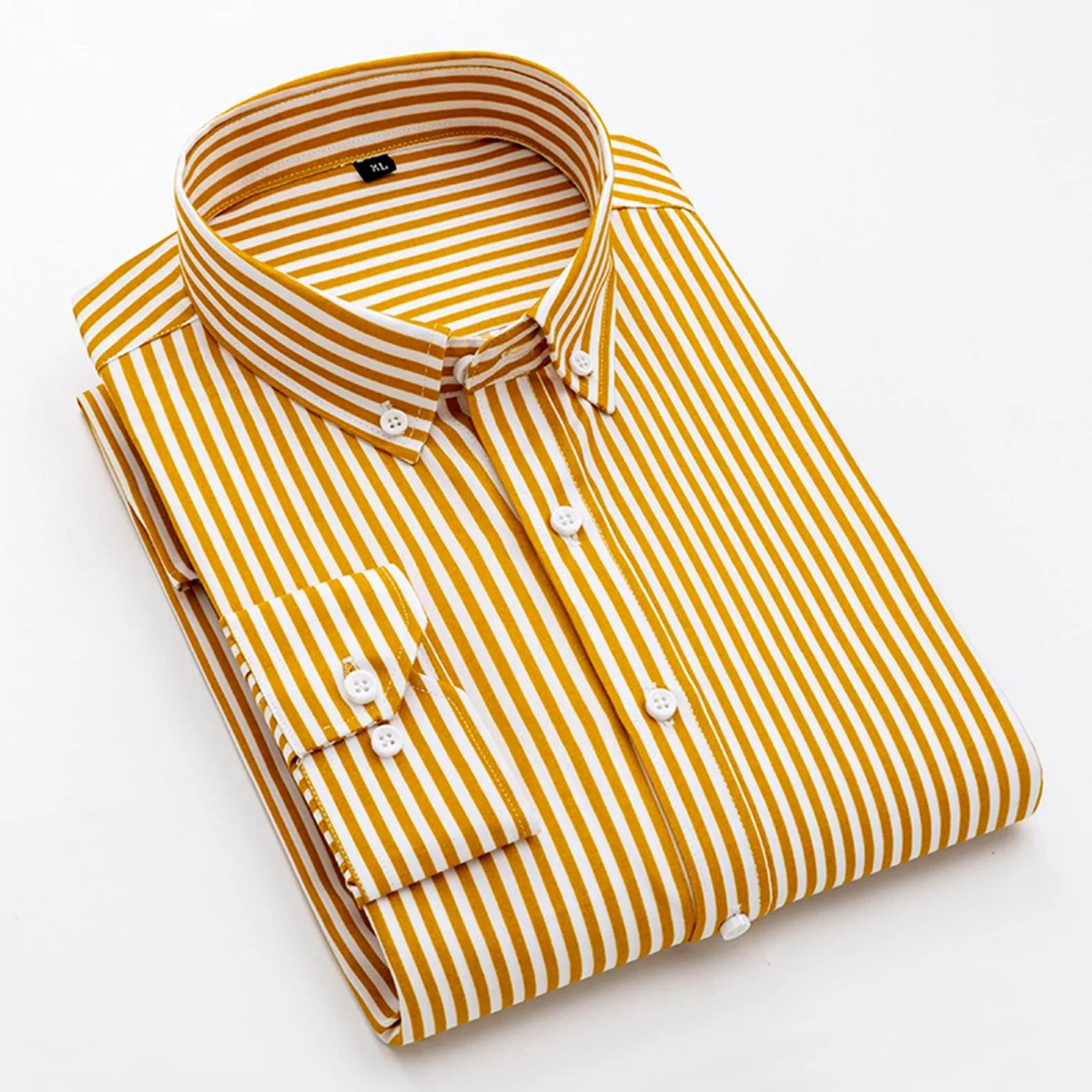 Мужская рубашка с длинным рукавом свободного кроя, yellow — фото 2