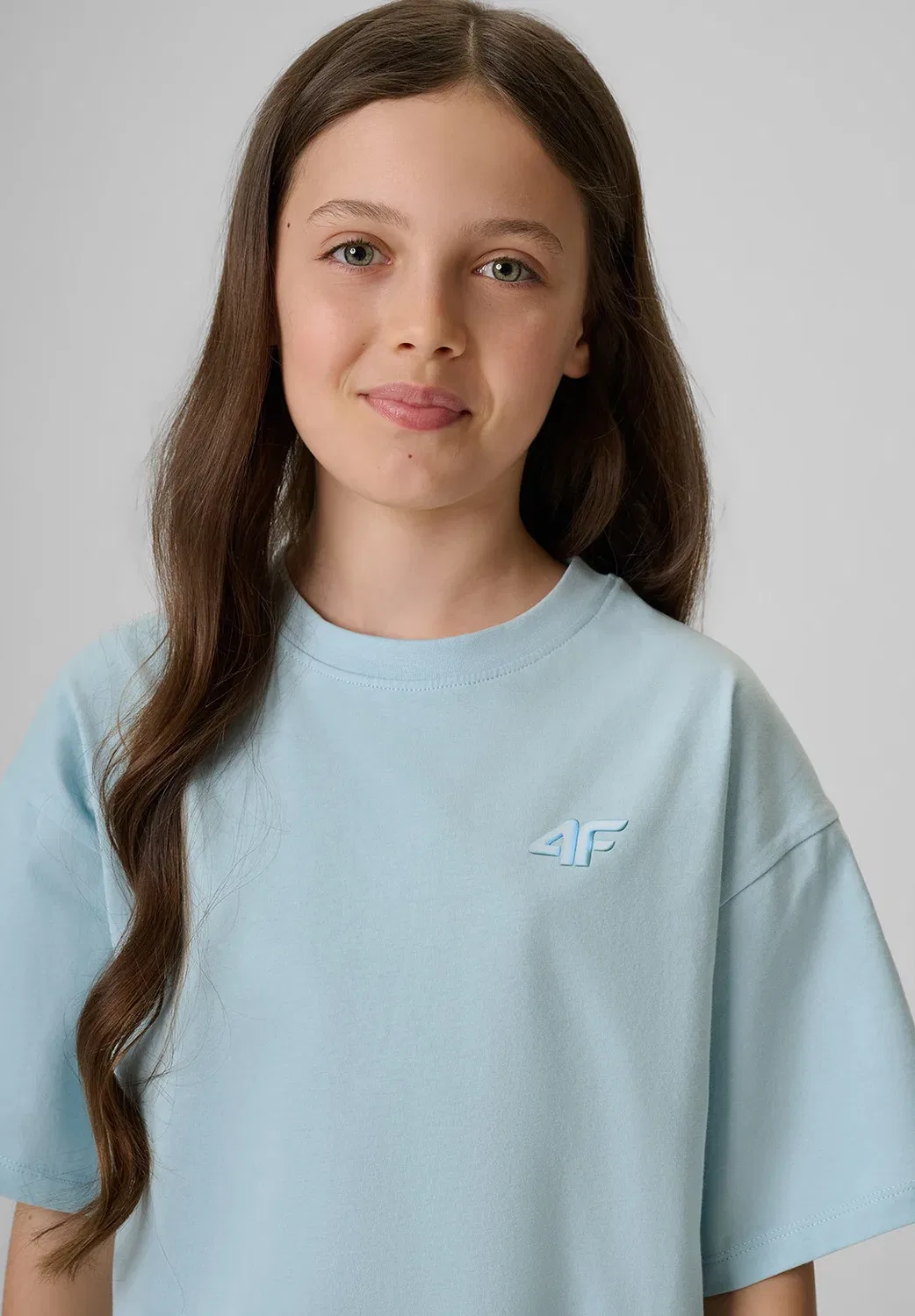 Футболка свободная gładki dziewczęcy - базовая футболка 4F, Blue — фото 4