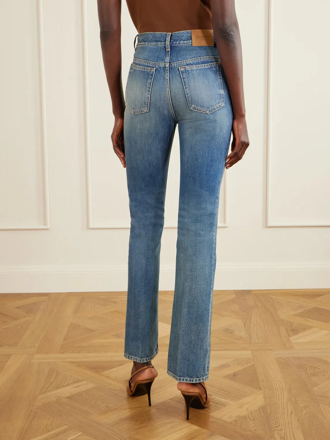 Джинсы прямого кроя с высокой талией от New Clyde Saint Laurent, синий — фото 4