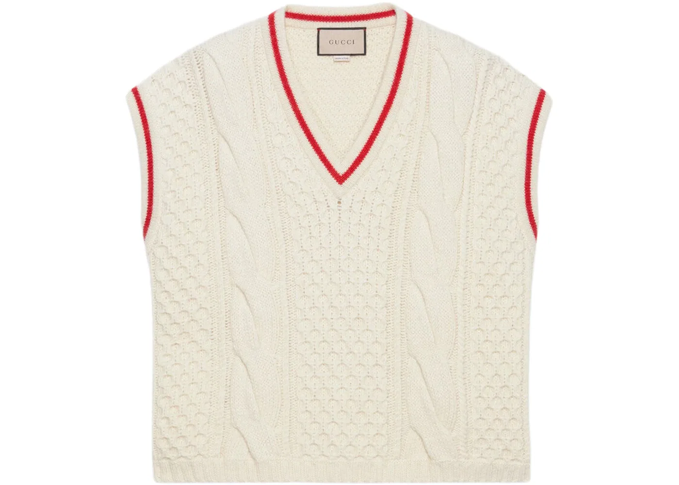 Мужской жилет шерстяной с вязаным узором Vest Gucci, Ivory