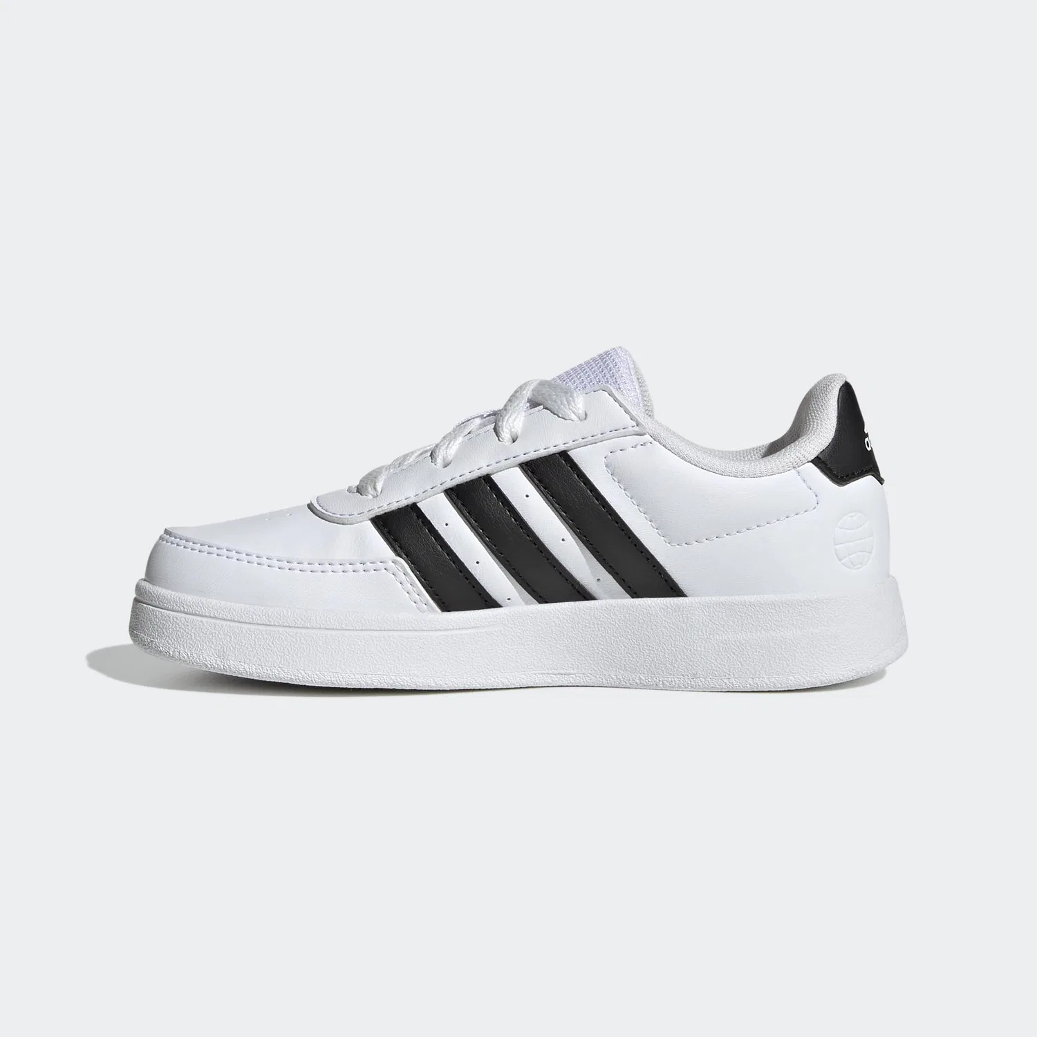 Детские кроссовки для мальчиков и девочек с закрытым носком Breaknet Lifestyle Court Lace Adidas, White Ftwr White Core Black Core Black — фото 2