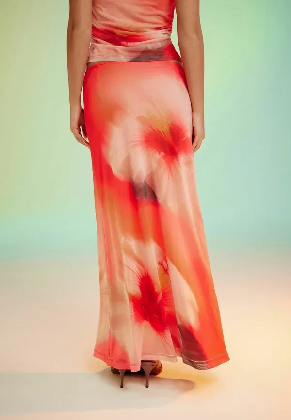 Юбка Maxi с цветочным принтом Maxi skirt Next, Pink Hibiscus, розовый — фото 2
