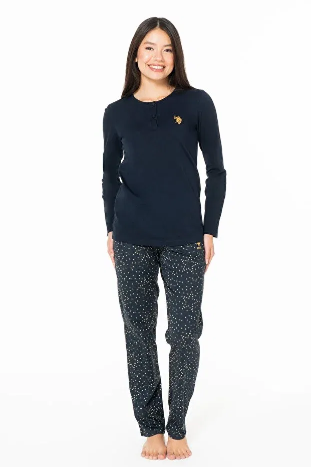 Женский пижамный комплект с длинным рукавом U.S. Polo Assn., Navy Blue