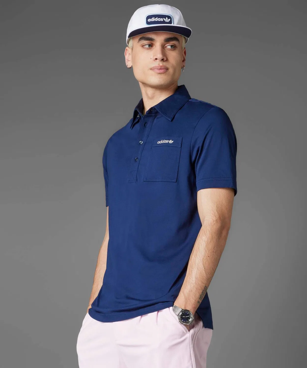 Мужская футболка-поло с коротким рукавом из хлопка с нагрудным карманом Adidas Golf, Night Indigo