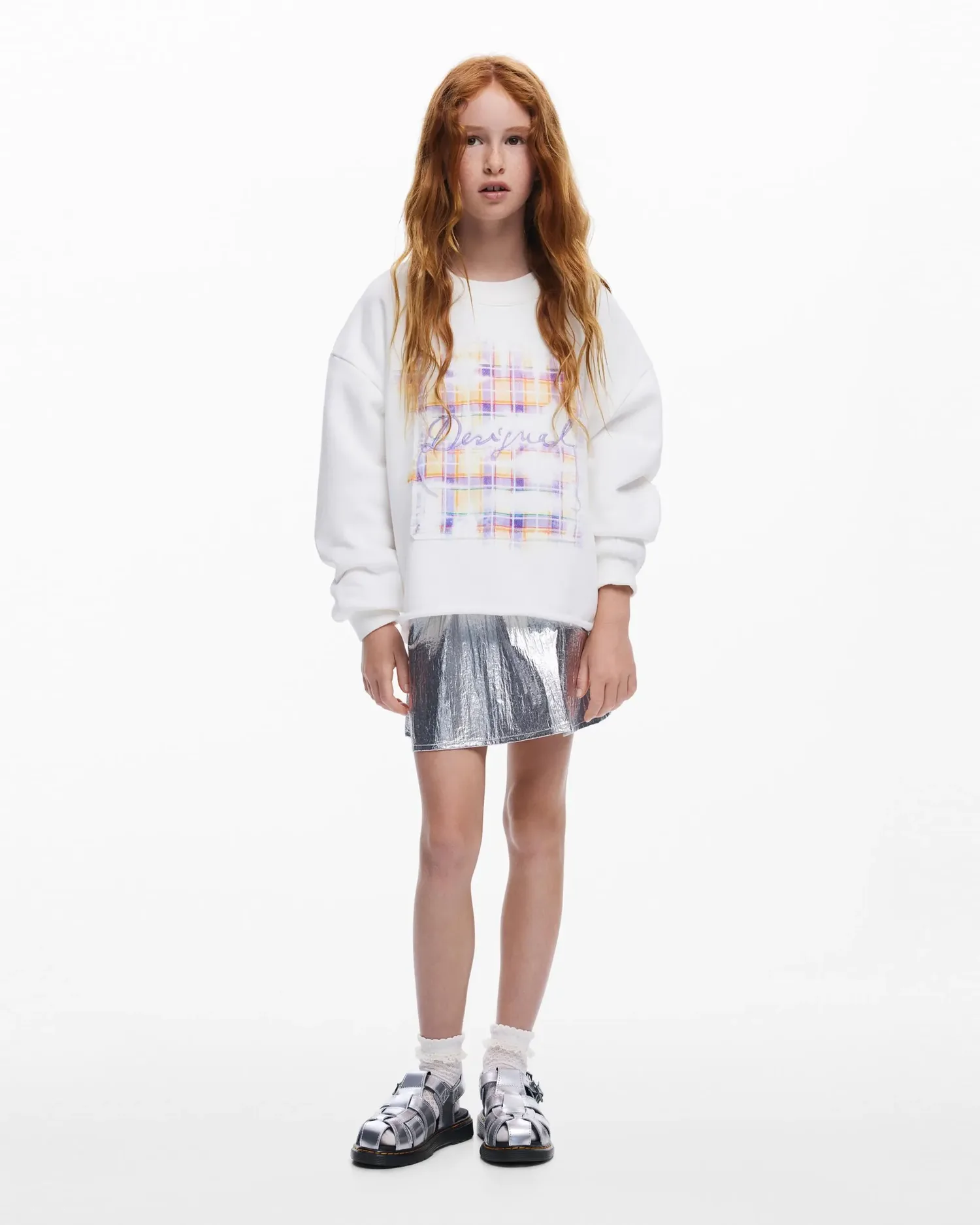 Девочка с капюшоном вышивка Desigual, белый — фото 4