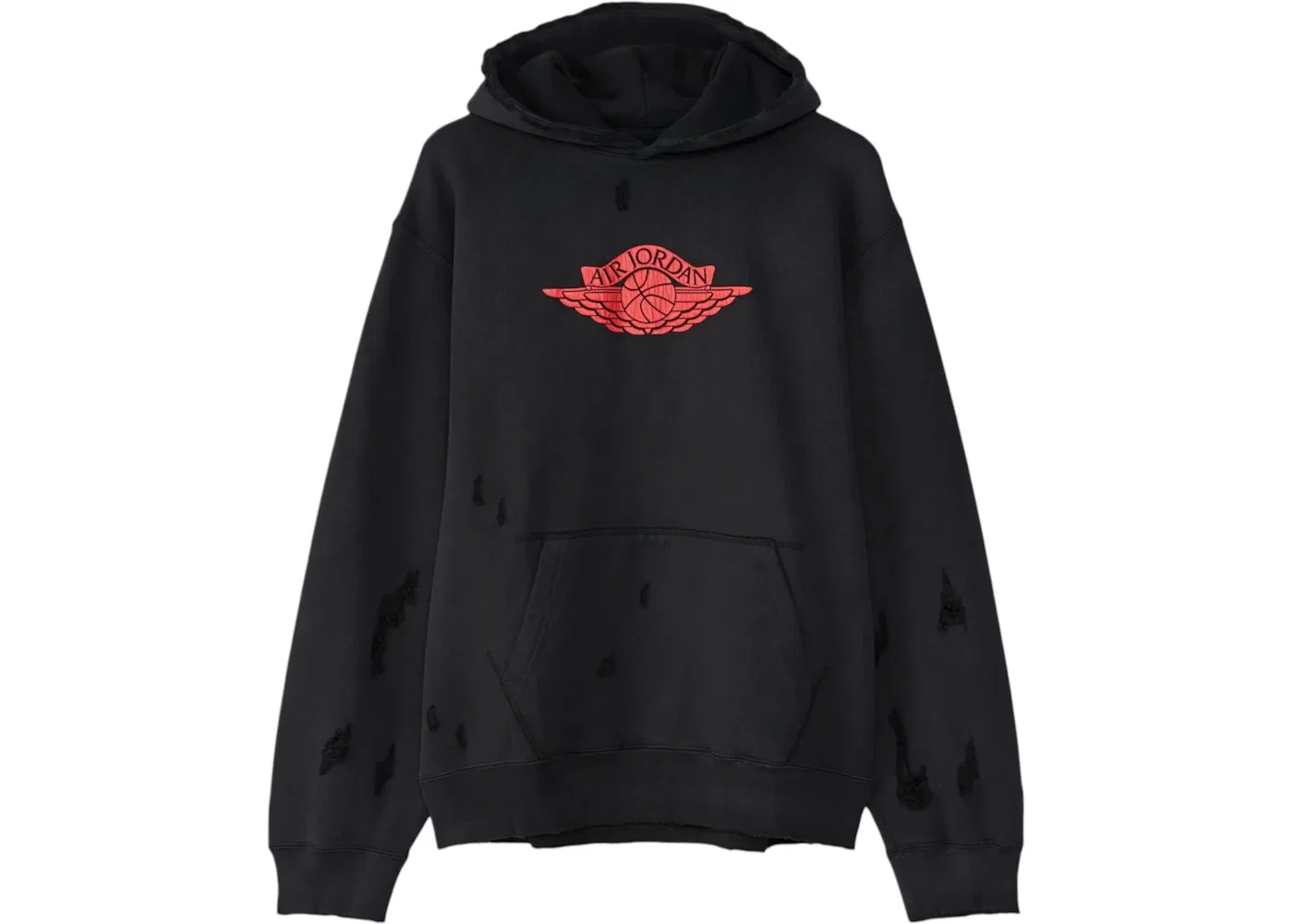 Мужской пуловер с капюшоном флисовый Jordan Rare Air Fleece Pullover Hoodie, Black/Gym Red