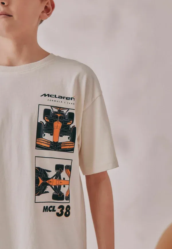 Комплект пижамы с принтом Regular fit, Next, Cream, McLaren, черный/кремовый — фото 3