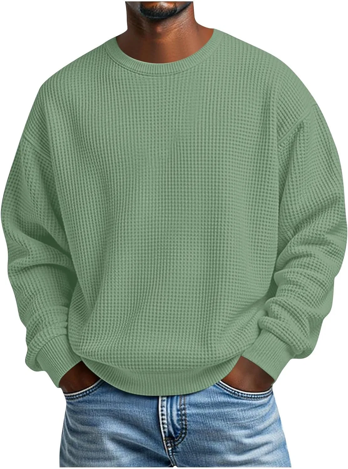 Мужская свободная футболка с вафельным переплетением, Mint Green