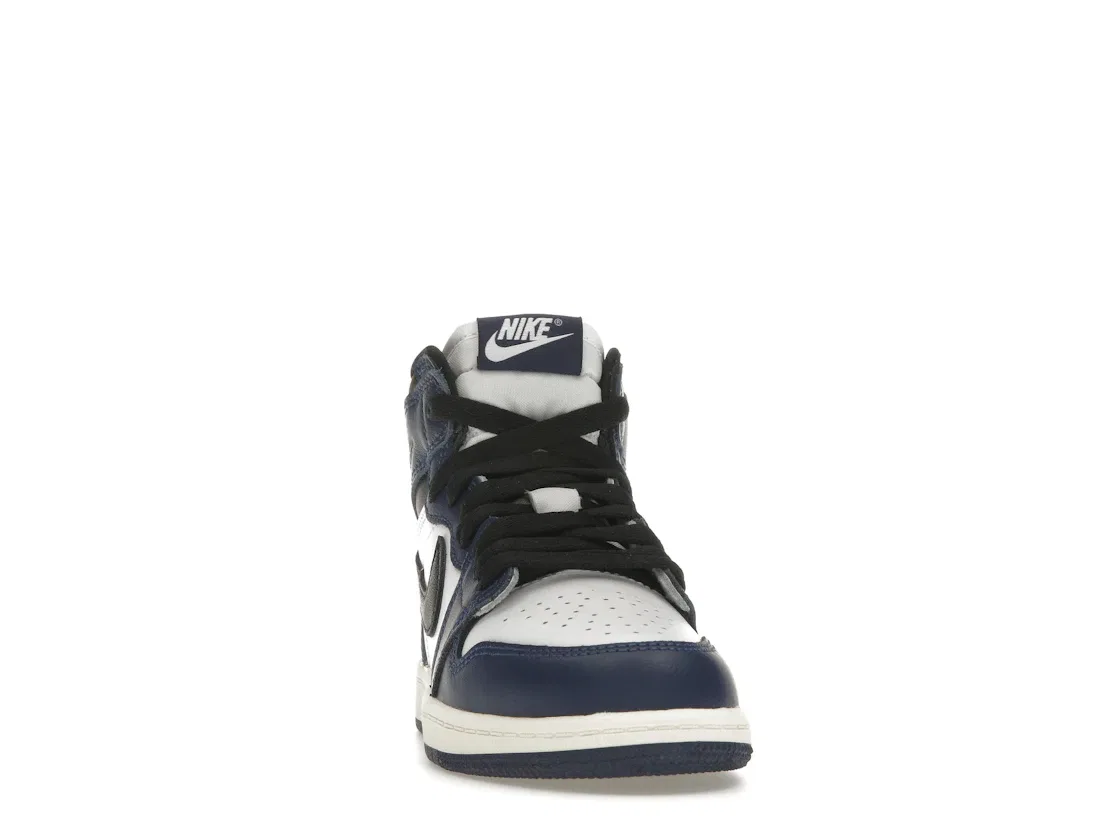 Детские кроссовки с длинным шнурованием Jordan 1 Retro High OG Jordan, Midnight Navy/Black/White/Sail — фото 2