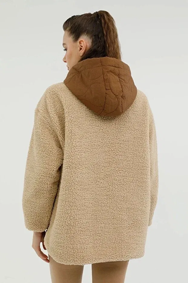 Детское зимнее пальто для девочек с капюшоном Lumberjack, Camel — фото 4
