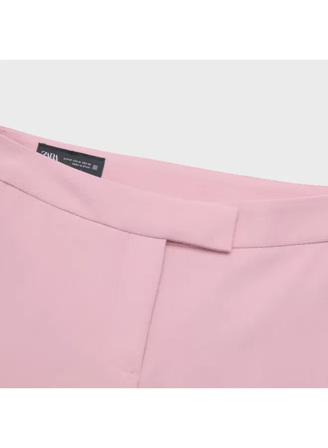 Брюки классические с прямым кроем Zara, розовый — фото 4