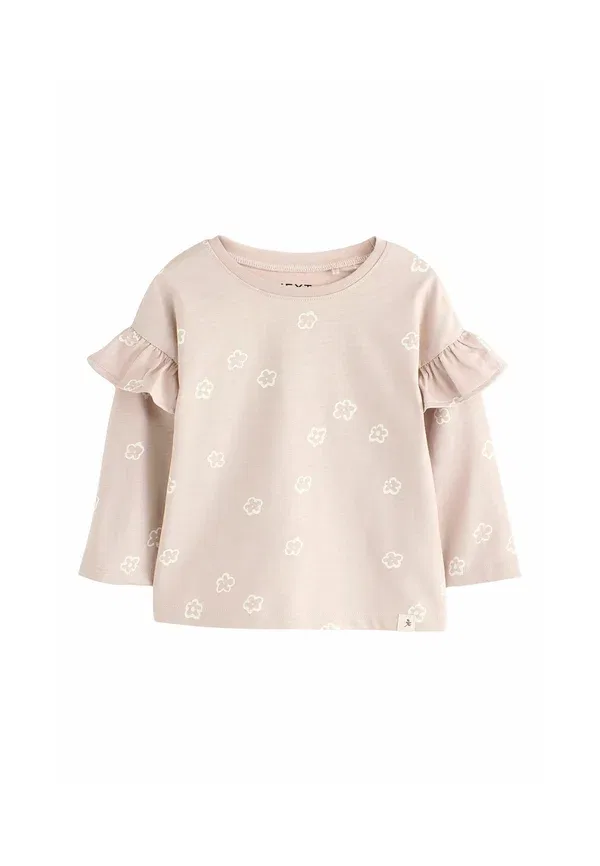 Комплект из 4 футболок с длинным рукавом, хлопок, Regular fit frill detail long sleeve 4 pack, Next, нейтральный синий — фото 3