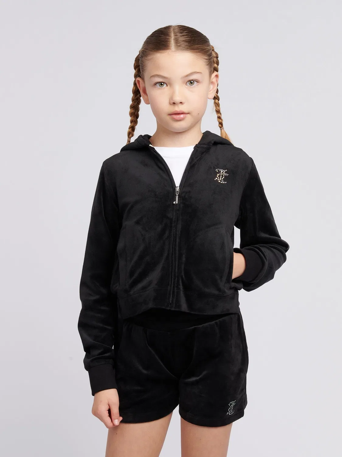 Худи Juicy Couture Arch Zip Thru Diamante, черный — фото 2