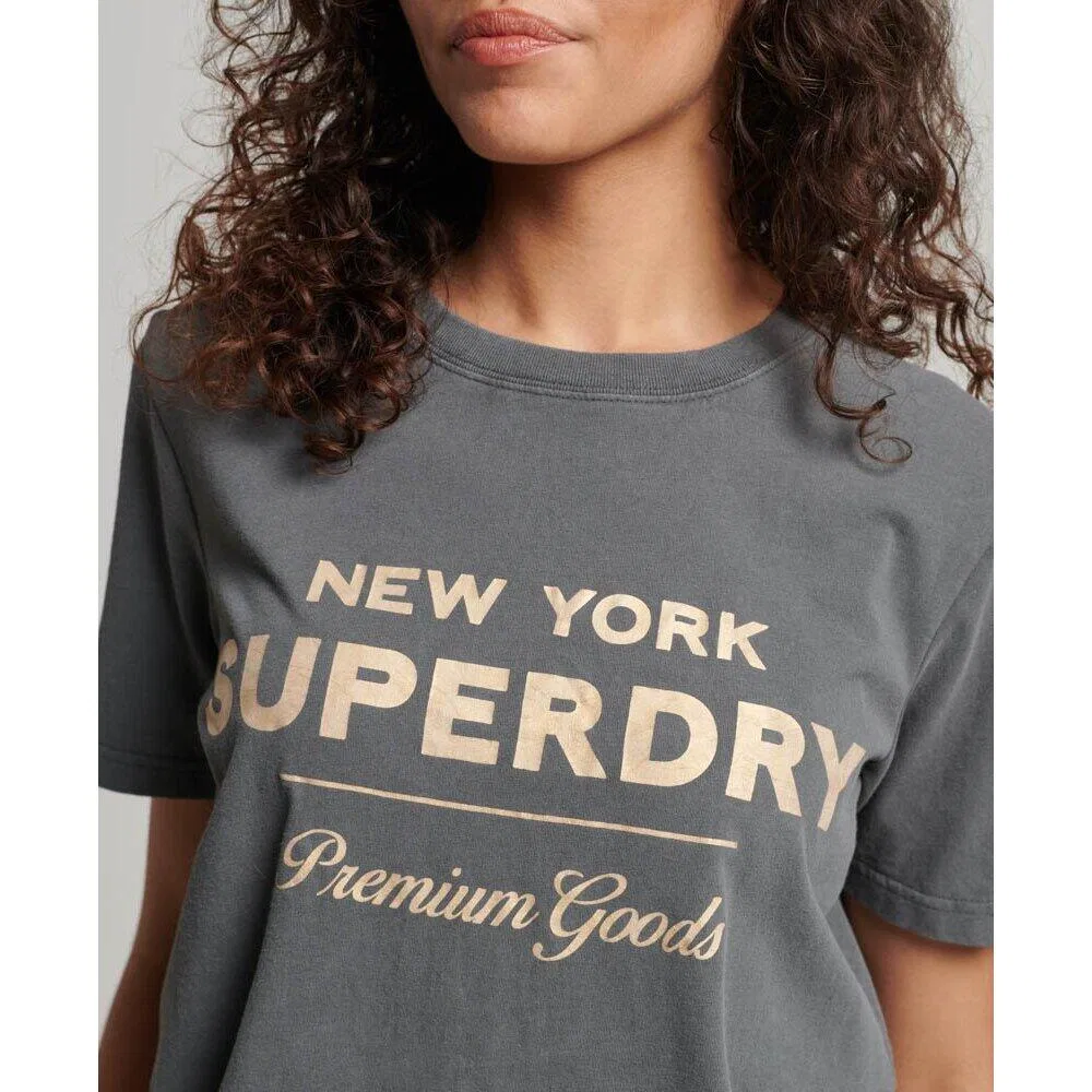 Женская футболка с металлическим эффектом Luxe Metallic Superdry, Schwarz — фото 3