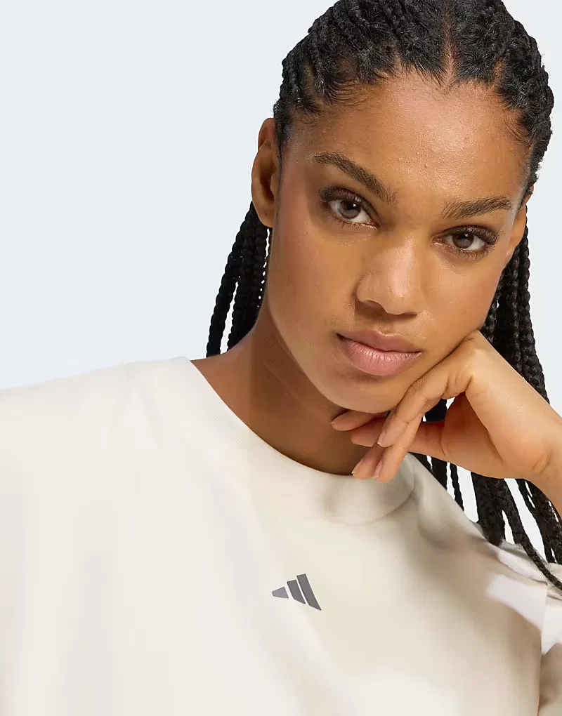 Футболка Adidas Performance 3-Stripe Studio, Wonder White — фото 4