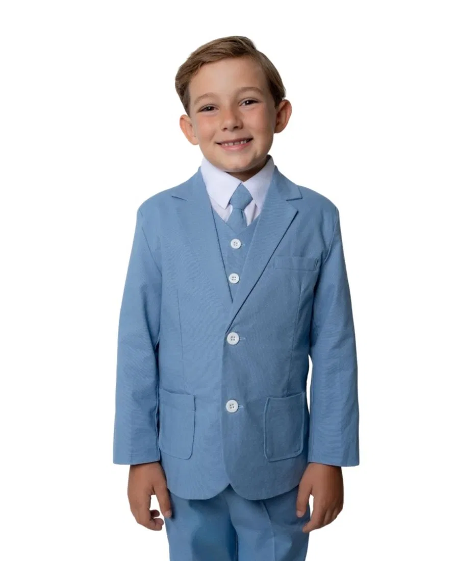 Детский костюм Joey Safari из льняной смеси, комплект из 5 предметов Peanut Butter Collection, Powder Blue — фото 2