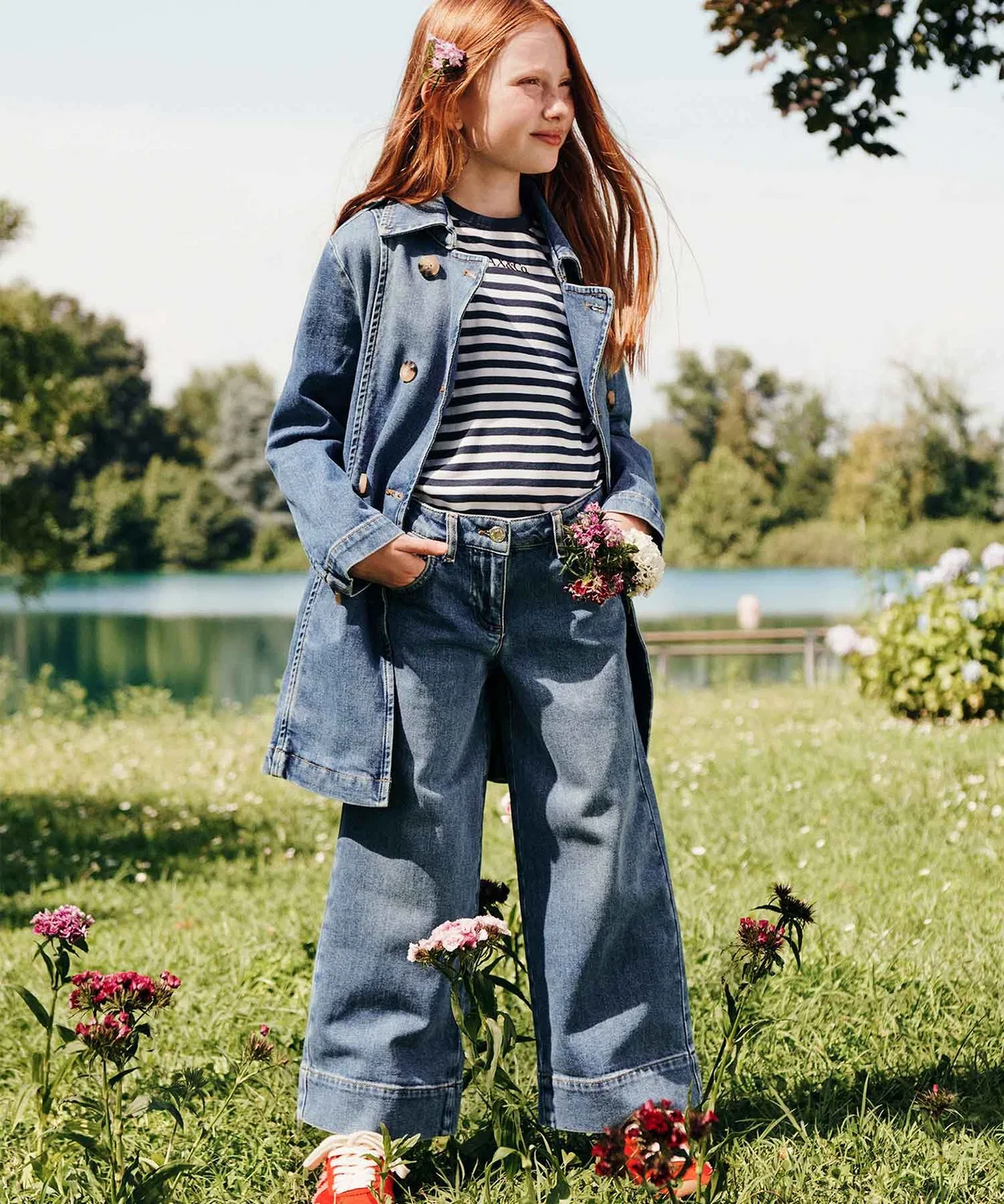 Детский джинсовый тренчкот Max&Co. Indigo Blue — фото 2