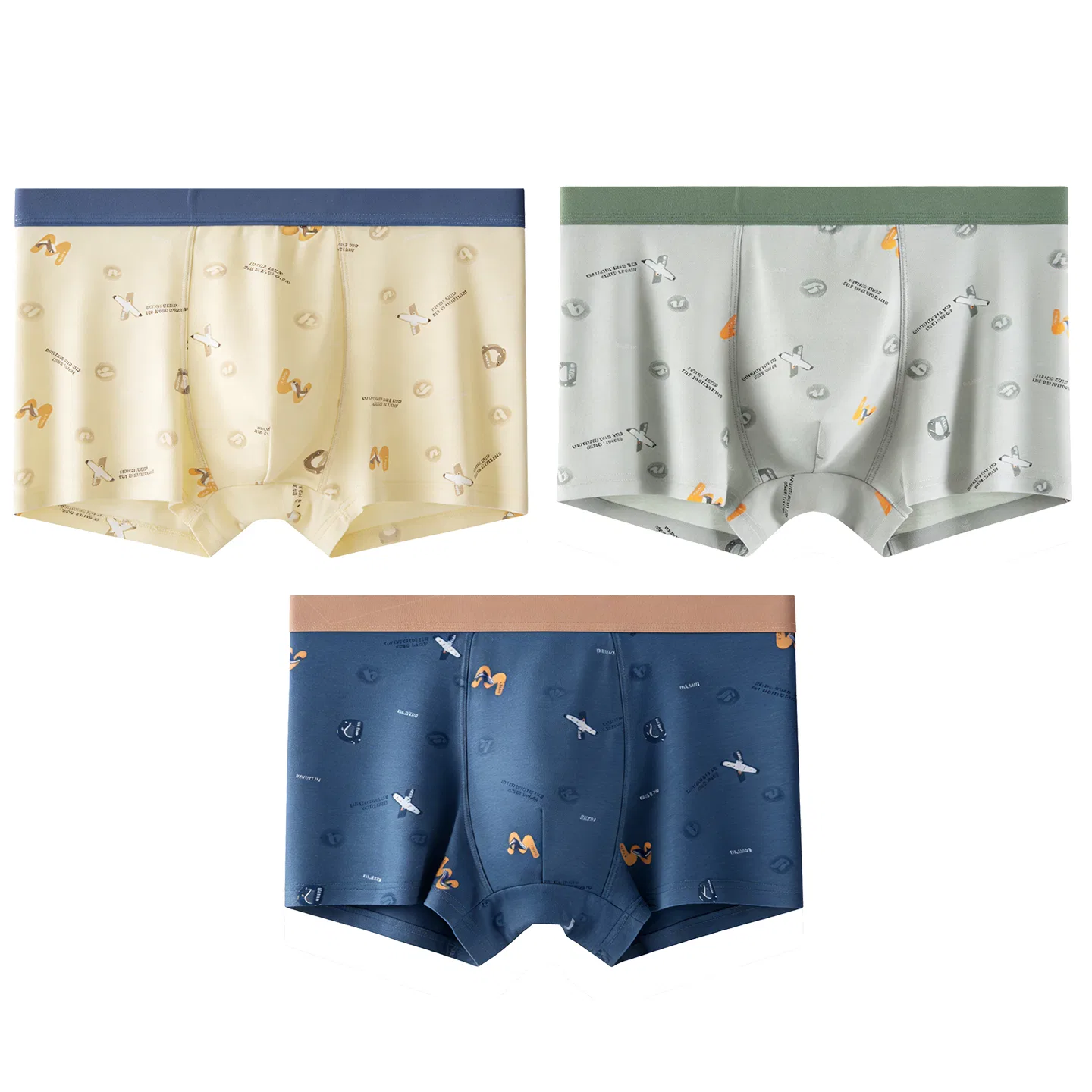 Детские трусы для мальчиков с принтом Red bean, Light Gray Blue — фото 3