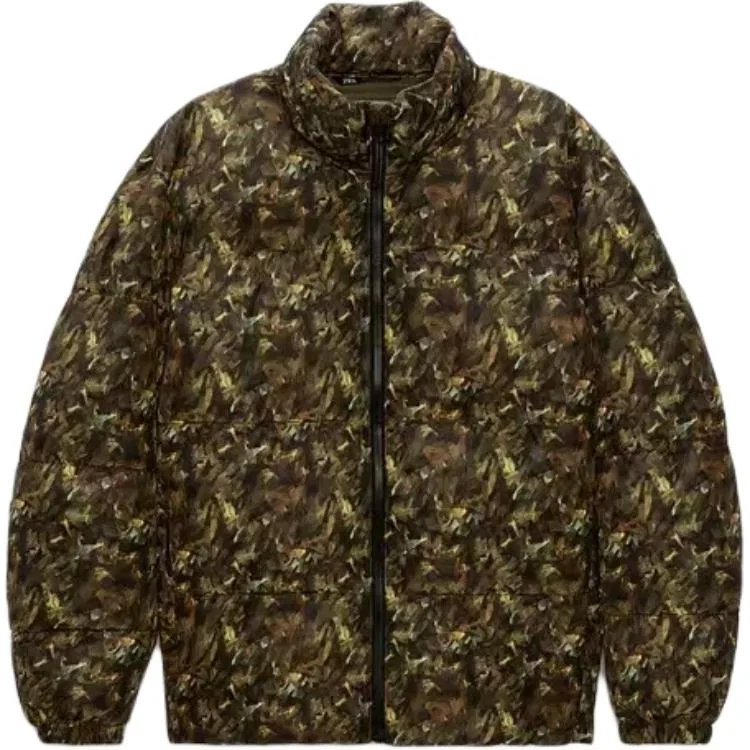 Мужской пуховик с воротником-стойкой Brown ZARA, Brown