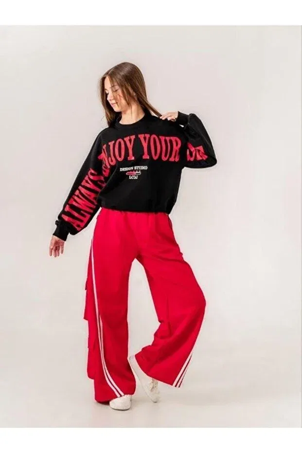 Детские свитшот для девочек с принтом Enjoy Printed 2 Thread Zekids, Syh Krmz — фото 2