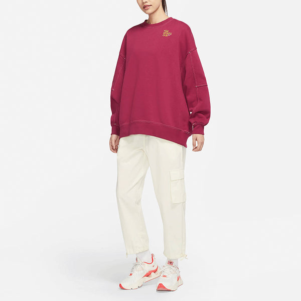 Свитер printing fleece sports round neck light brown red hoodie Nike, бежевый — фото 3