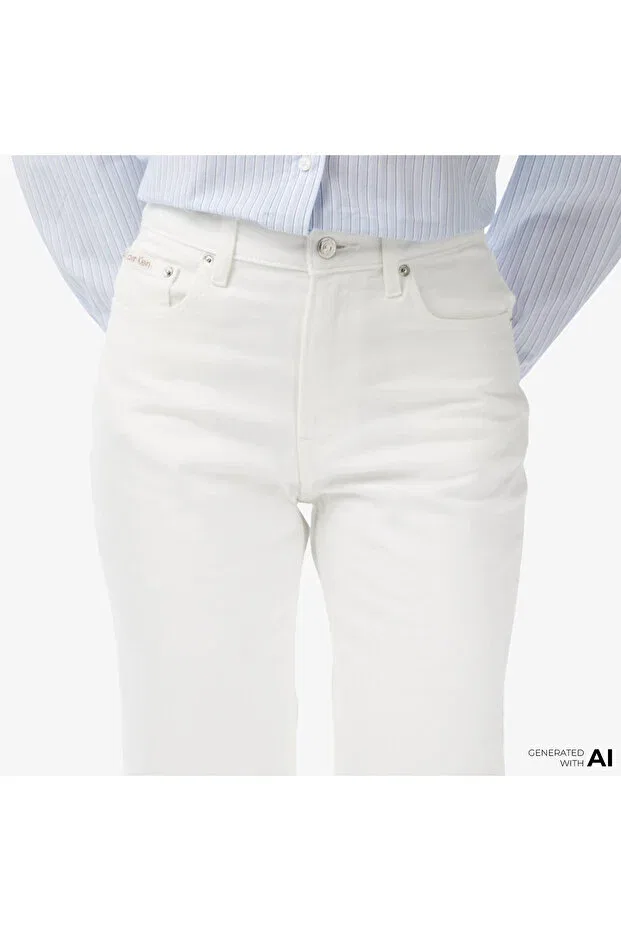 Женские джинсы прямого кроя с высокой посадкой Calvin Klein, Asn-Beyaz — фото 4
