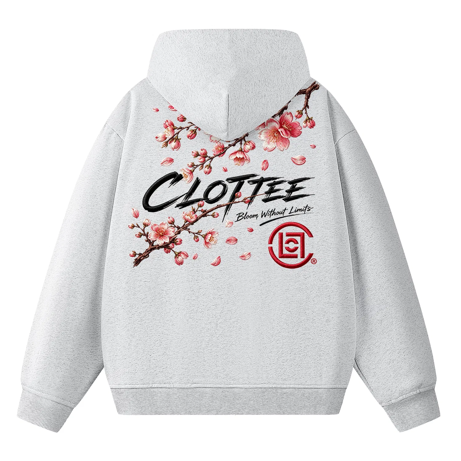 Детский худи с принтом сакуры CLOT X CLOTTEE, Light Heather Gray