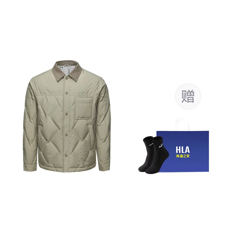 Детский пуховик с лацканами, модель Black 53(Socks Combo), HLA, Black 53(Socks Combo) — фото 4
