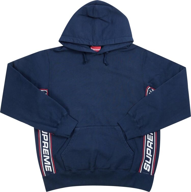 

Толстовка Supreme Text Rib Hooded Sweatshirt 'Navy', синий