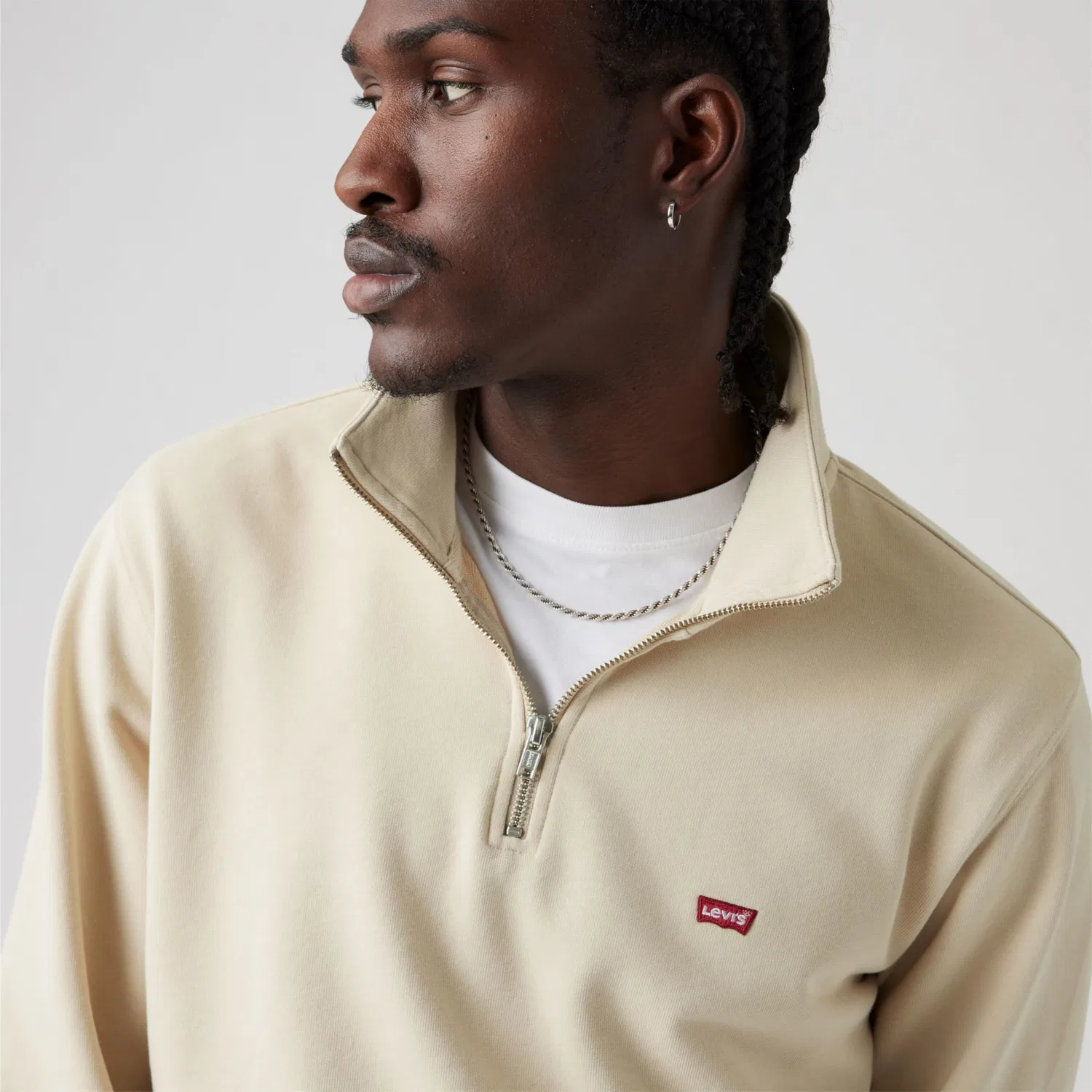 Мужской свитшот с четверть-застежкой Original HM Levi's, 2-Fog — фото 4