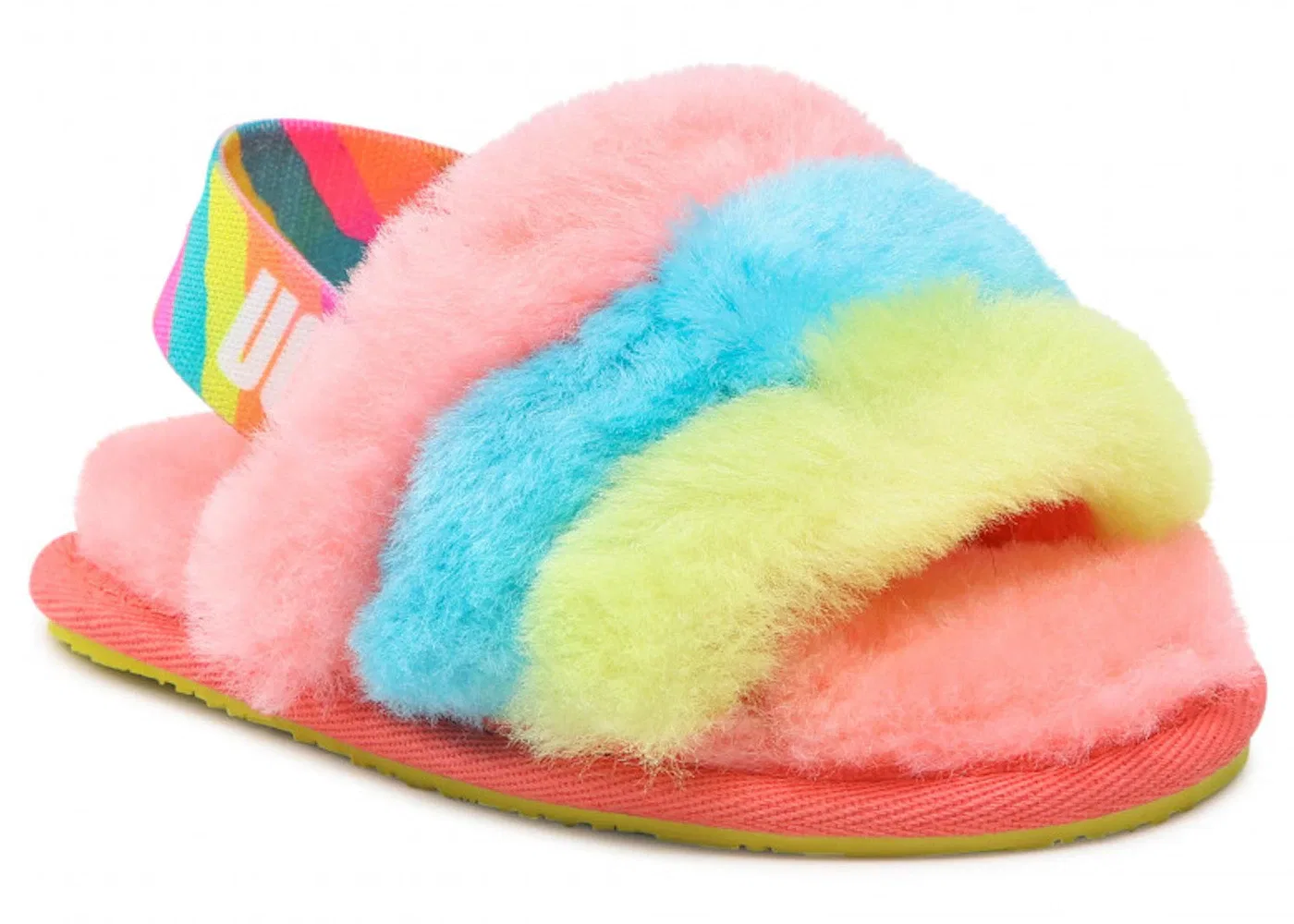 Детские шлепанцы с мехом UGG Fluff Yeah Slide, Peach Bliss Multi — фото 2