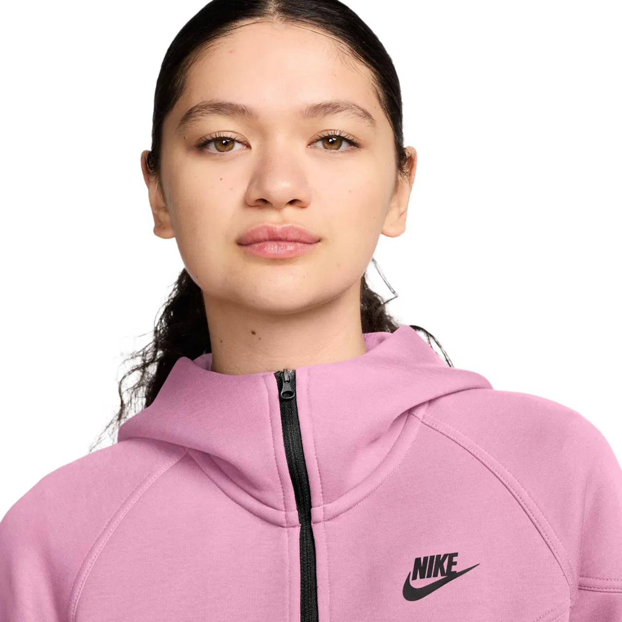 Женская олимпийка Nike Tech Fleece Full ZIP Hoodie, черный/розовый — фото 3