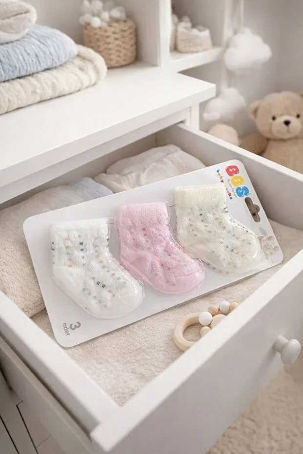 Детские носки для новорожденных хлопковые Basics Atlas Baby House, Pink And White Checkered — фото 3