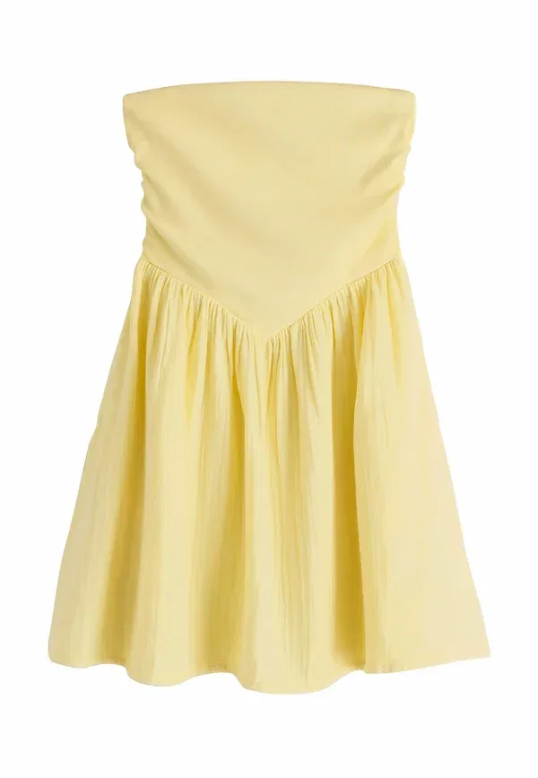 Платье мини из хлопка Tall fit bandeau jersey woven mix mini summer dress Next, желтый