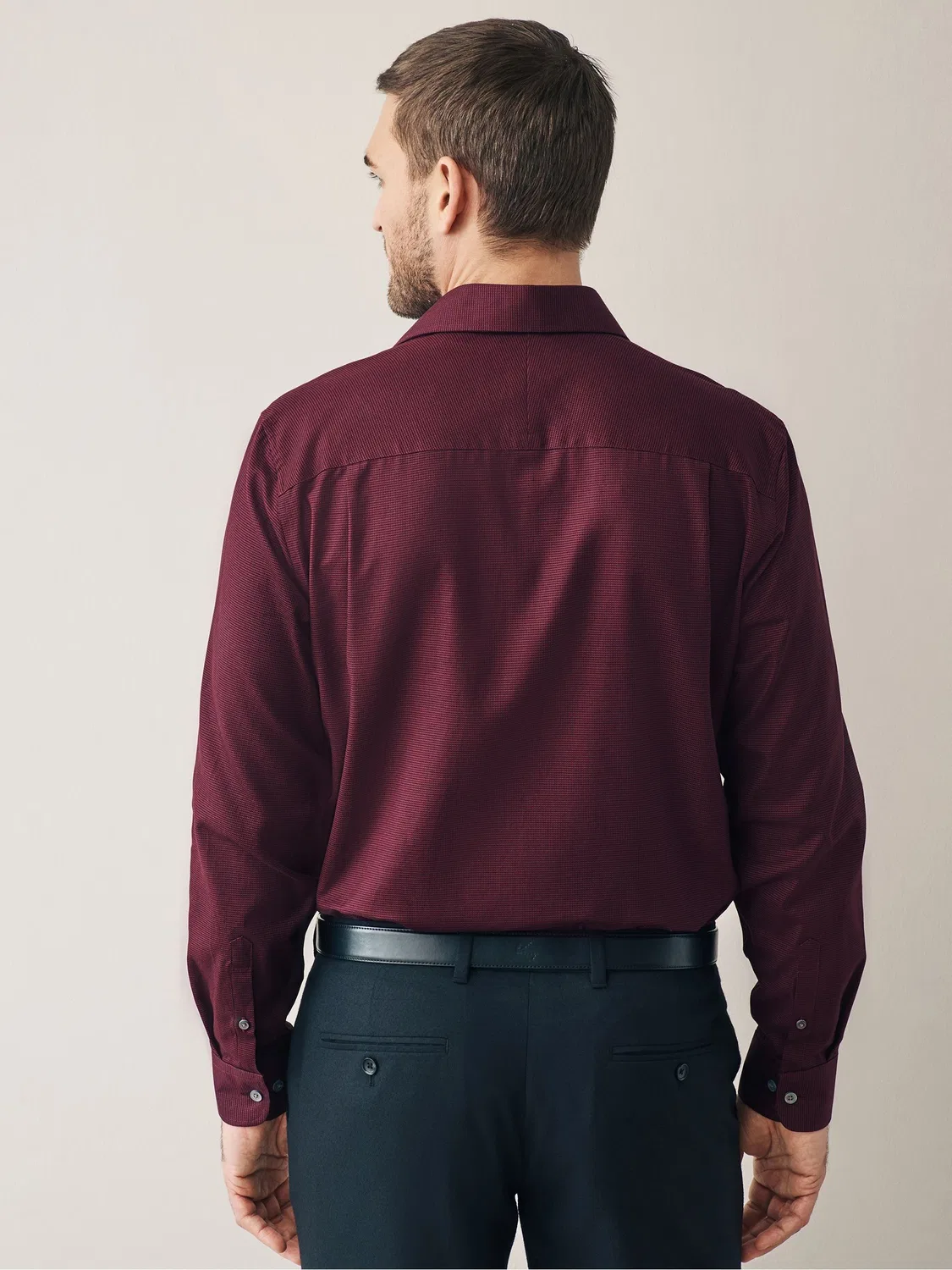 Рубашка классическая Slim Fit, Signature Next, Бургунди — фото 3