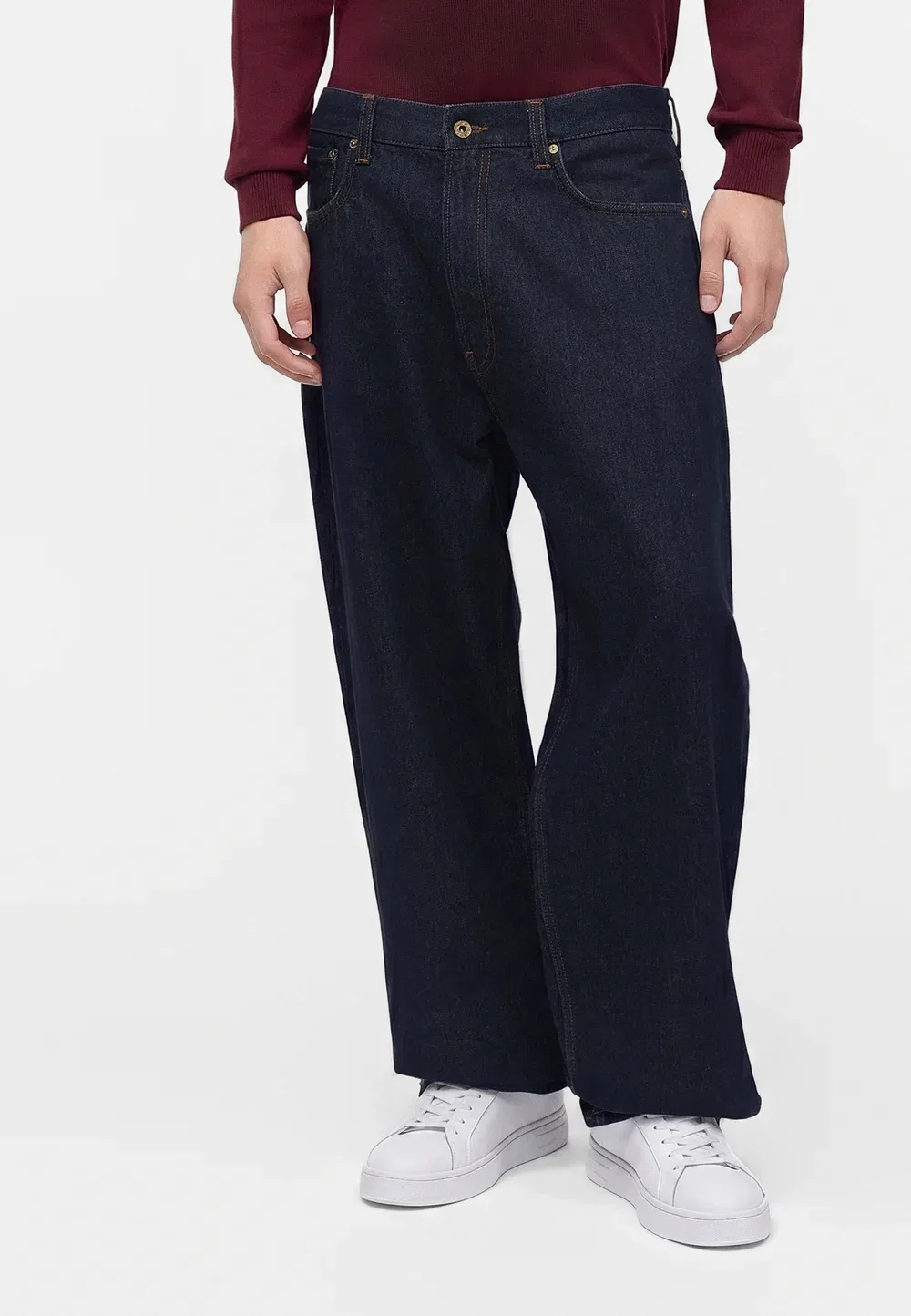 Брюки с карманами - джинсы свободного кроя Emporio Armani, Blue Denim